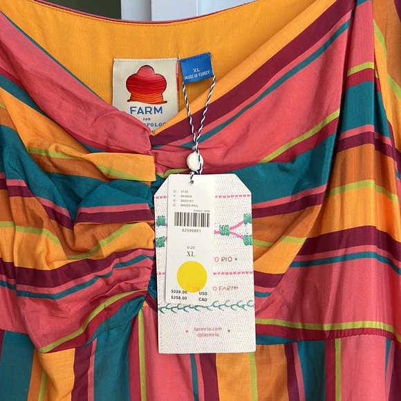 NWT Anthropologie x Farm Rio Rainbow Colorful Stripe Midi Dress - XL - Picture 4 of 5
